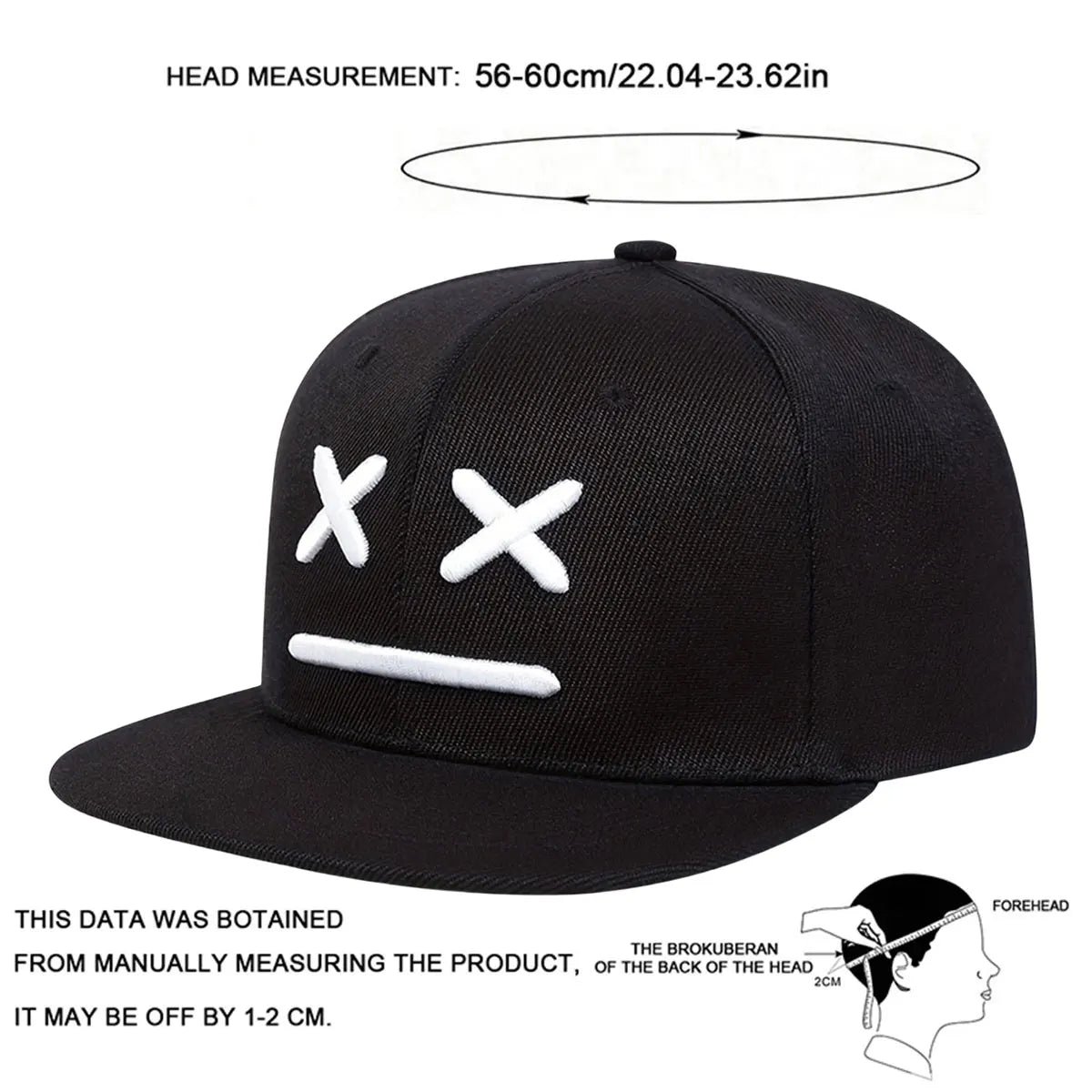 Unisex XX Smiling Face Embroidery Hip-hop Hats Spring Autumn Adjustable Casual Snapback Baseball Caps Sunscreen Hat Sports Cap