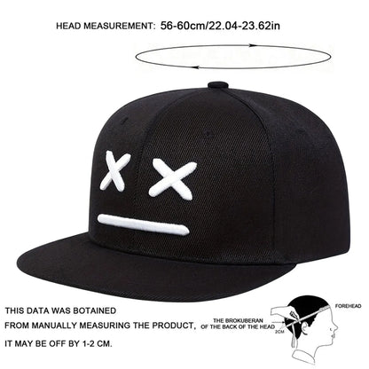 Unisex XX Smiling Face Embroidery Hip-hop Hats Spring Autumn Adjustable Casual Snapback Baseball Caps Sunscreen Hat Sports Cap