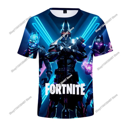 Zomer T-shirt voor kinderen, Battle Royale Fortnite Heldenoverwinning 3D, voor jongens en meisjes, babykleding