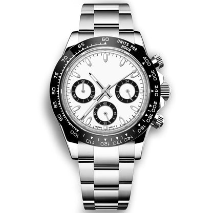 Custom Logo Panda Dial Daytona Homage Watch 40mm Stainless Steel Sapphire Ceramic Bezel Quartz Movement  Luxury Men RELOJ