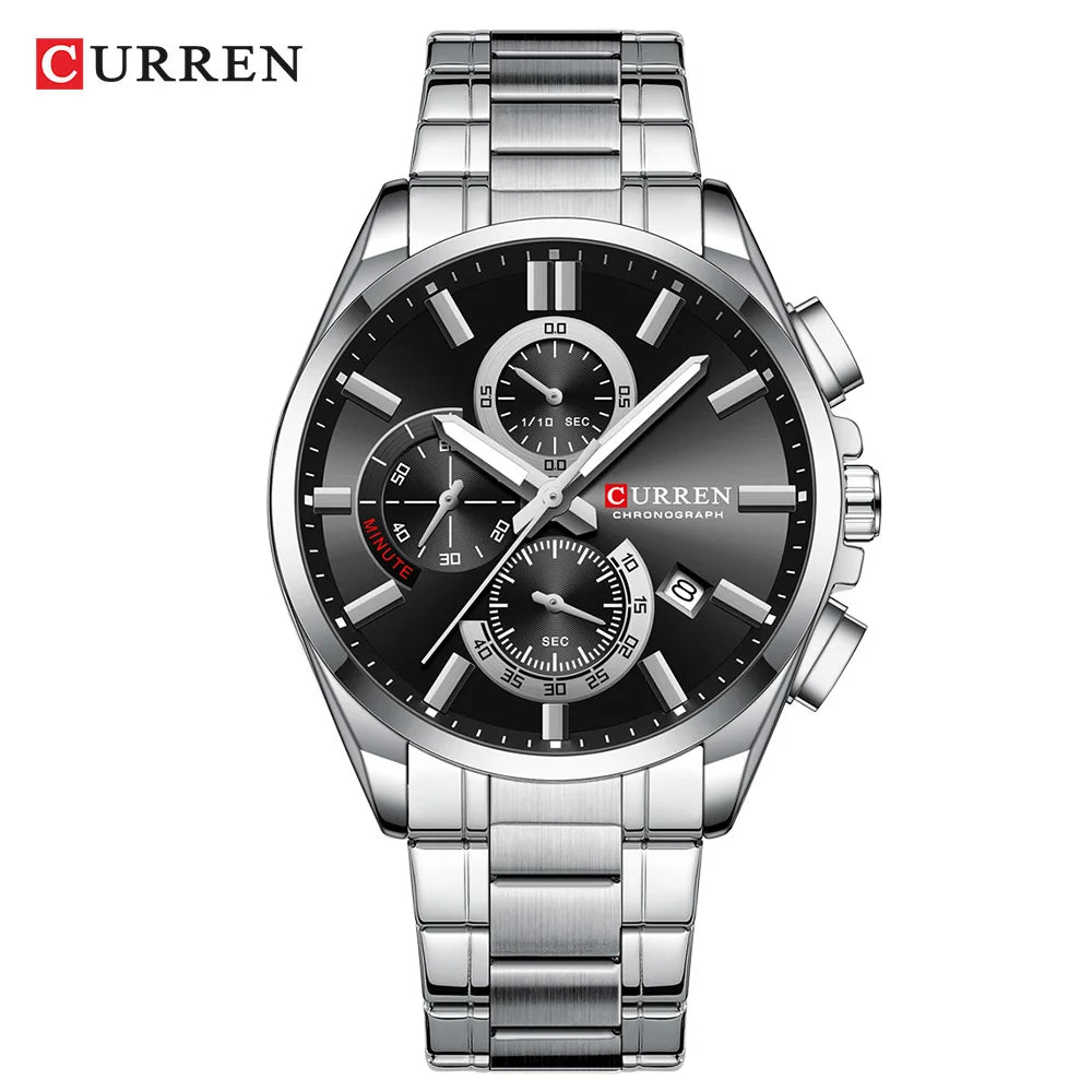 CURREN mode décontracté homme d'affaires montre de luxe bracelet en acier inoxydable montres à Quartz lumineux chronographe calendrier montre