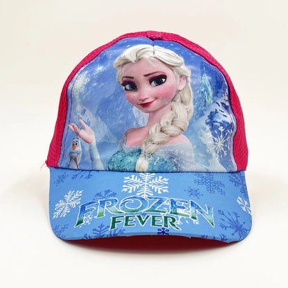 Disney Princess Elsa Anna Sofia Frozen Anime Figure Baseball Cap Terylene Peaked Cap Hat Cartoon Girl Kid's Headwear Gifts