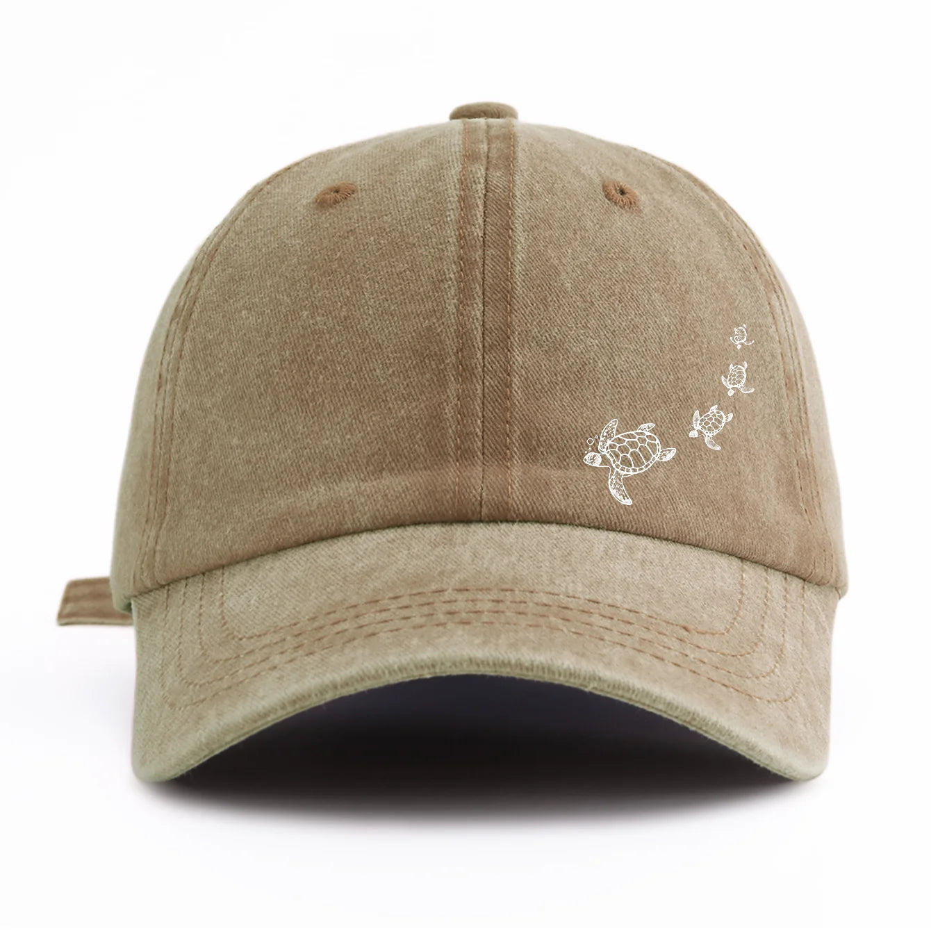 1pc Turtle Print Washed Baseball Cap for Adults,Minimalist Retro Style Casual Soft Adjustable Dad Hat,Perfect As Gift