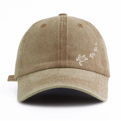 1pc Turtle Print Washed Baseball Cap for Adults,Minimalist Retro Style Casual Soft Adjustable Dad Hat,Perfect As Gift
