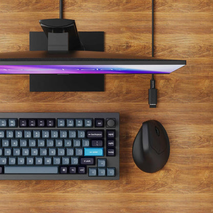 Keychron M5 trådløs ergonomisk optisk mus, 8K polling rate, 2.4GHz og Bluetooth, Type-C, 3950-sensor