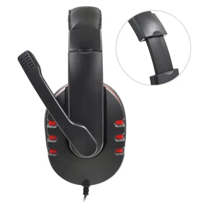 Casque gaming filaire avec éclairage, microphone réglable, son surround stéréo, coussinets auriculaires doux, pour PC, ordinateur portable et téléphone