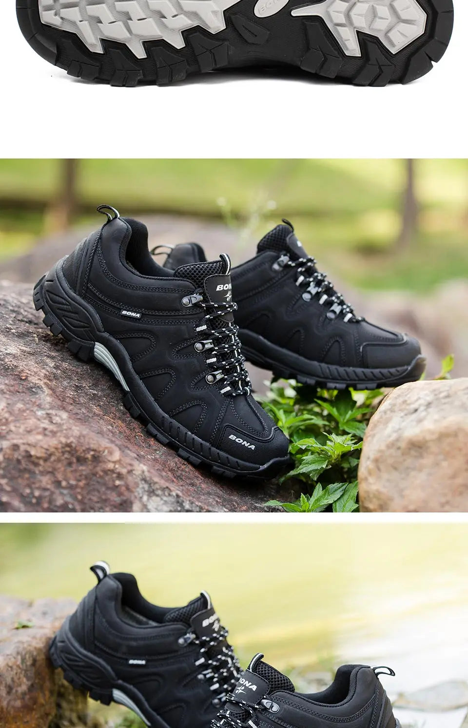 BONA New Arrival Classics Style Men Hiking Shoes Lace Up Men Sport Shoes Outdoor Jogging Trekking Sneakers