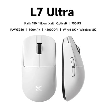 MCHOSE L7 Ultra+ średnio-duża mysz gamingowa do e-sportu z sensorem Paw3950, bezprzewodowa, trzy tryby, lekka mysz biurowa Dual-Drive do komputera