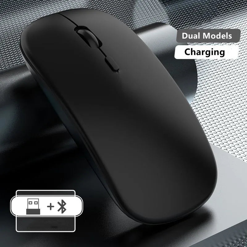 Trådløs genopladelig mus med dobbelt tilstand, Bluetooth-kompatibel 2.4G USB-computermus til laptop, iPad, tablet og notebook – gamingmus