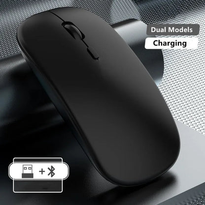 Trådløs genopladelig mus med dobbelt tilstand, Bluetooth-kompatibel 2.4G USB-computermus til laptop, iPad, tablet og notebook – gamingmus