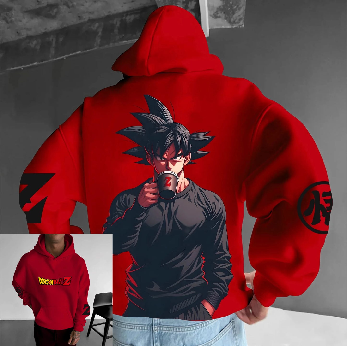Oversized Men's Hoodie Dragon Ball Goku Anime Print Women Pullover Streetwear Casual Spring Autumn Hooded Sweatshirt Y2k Clothes