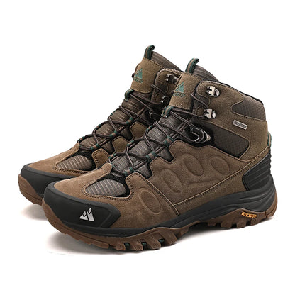 HIKEUP-Bottes de randonnée en daim pour hommes, chaussures de plein air à lacets, bottes de sport chaudes, chaussures de trekking décontractées, non ald, haut, hiver