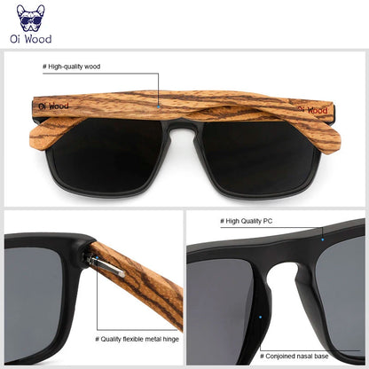 Oi Wood Women Sun glasses Square Sunglasses Wooden Eyeglasses polarized Red Lenses Mens Glasses