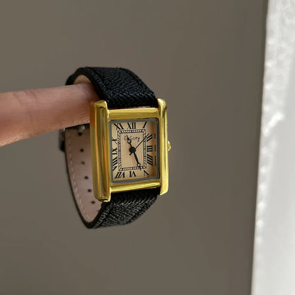Luxury Square Small Watch Retro Womens Girls Quartz Watches Tiny Female Watch for Women Dresses Lady Fashion Gift for Girlfriend