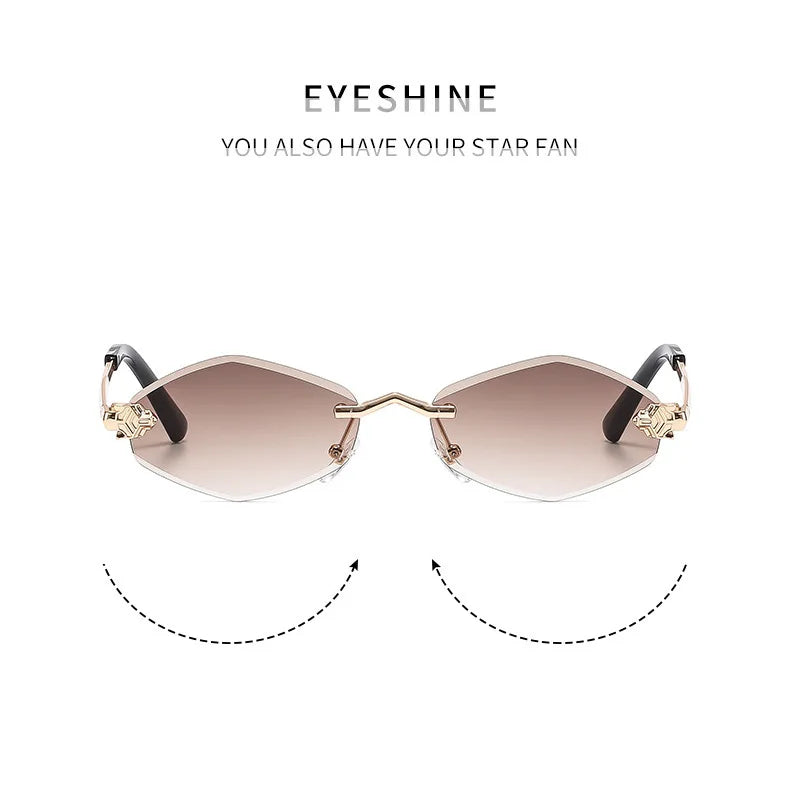 Frameless Rhombus Personalized Women's Sunglasses,Elegant And Versatile Classic Sunglasses Luxury And High-End Sunglasses UV400.