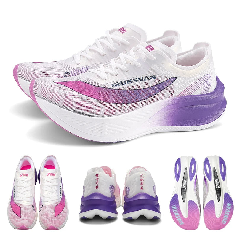 IRUNSVAN Men Professional Marathon Running Shoes Nylon Carbon Plate Road Sports Shoes Lightweight Women Trainers Sport Sneakers