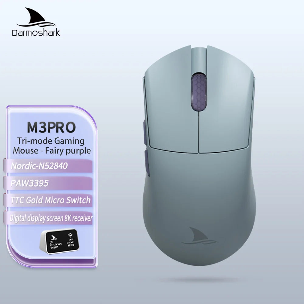 Darmoshark M3Pro -pelihiiri 2.4G BT Wireless Tri-Mode PAW3395 -sensorilla N52840 26000DPI, isokätinen makroajurihiiri pelaamiseen
