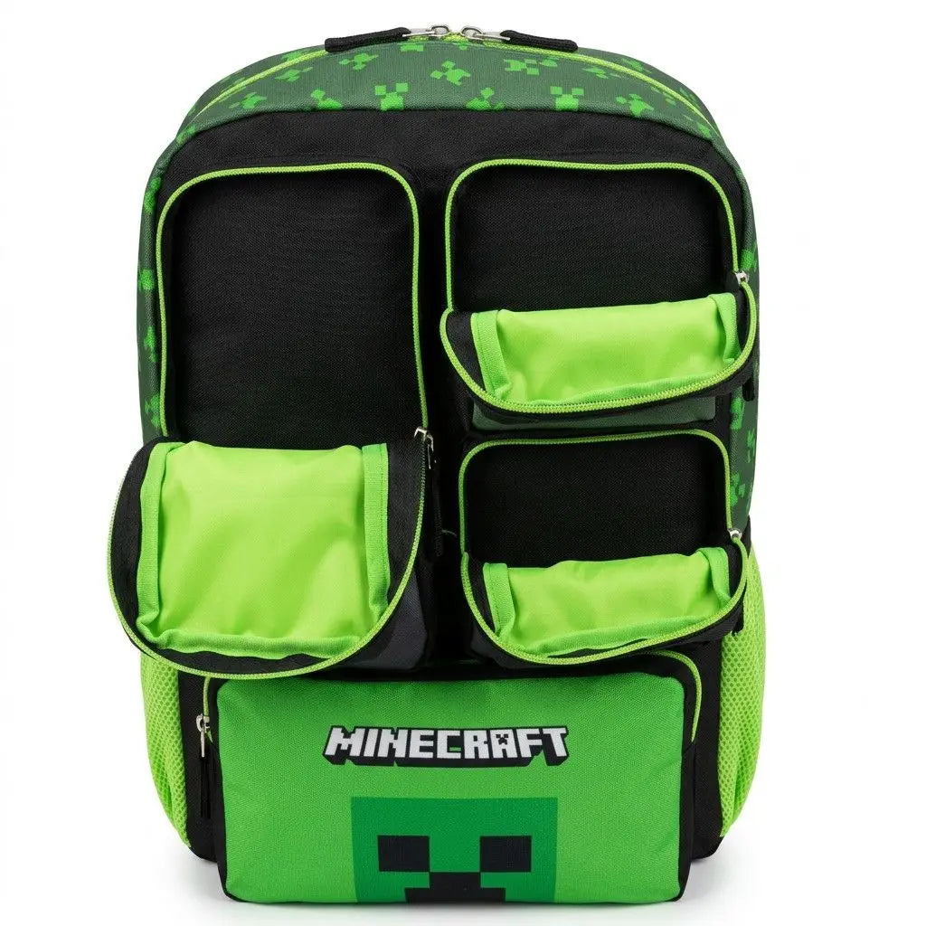 In Stock Minecraft Backpack Large Capacity Lightweight Pressure Relief Cartoon Print Outdoor Travel Hiking For Men Students