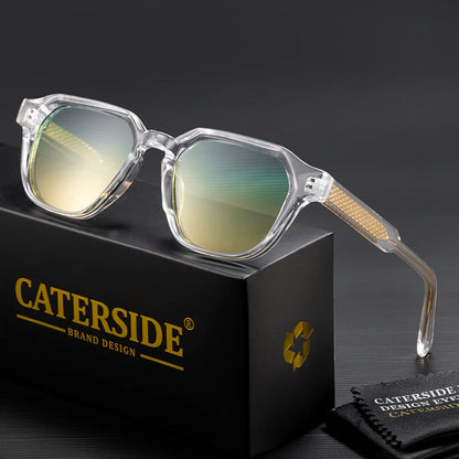 CATERSIDE New Fashion Men's Sunglasses CP Pin Square Frame Eyeglass Women's Outdoor Cycling Fishing Sports Retro Glasses UV400