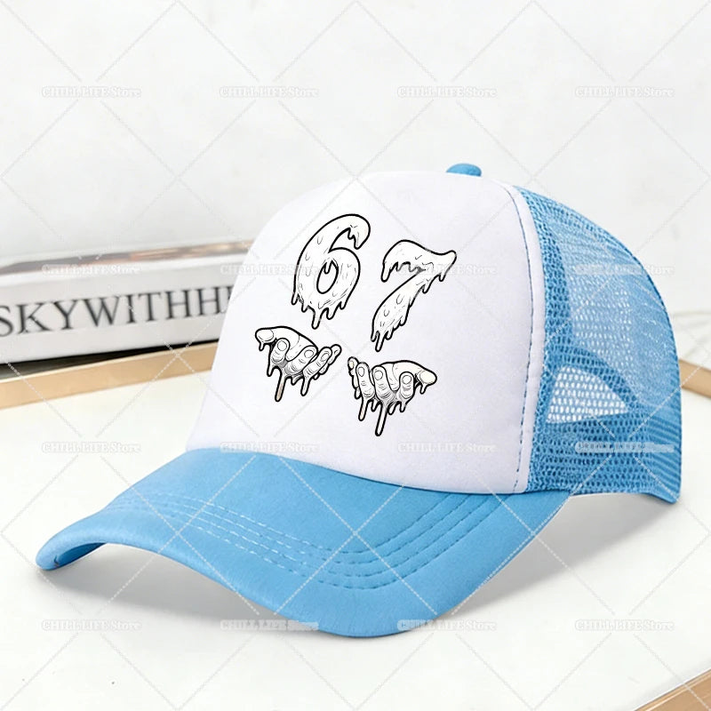 Steal A Brainrot Mesh Baseball Caps Cartoon 67 Six Seven Adult Kids Sports Hats Boys Girls Summer Outdoor Sunshade Peaked Caps