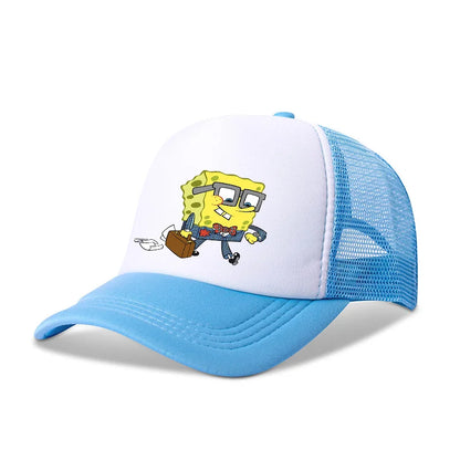 Cute SpongeBobs Baseball Cap Anime Round Role Kids Boy Girl Adult Sport Casual Sunshade Adjustable Movie Cartoon Peaked Mesh Hat
