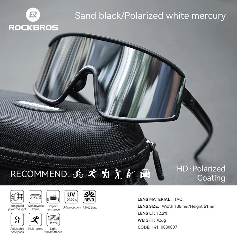 ROCKBROS Cycling Glasses Polarized Photochromic Anti-Fog Sunglasess Windproof Goggles Sport MTB Road Bike Shades