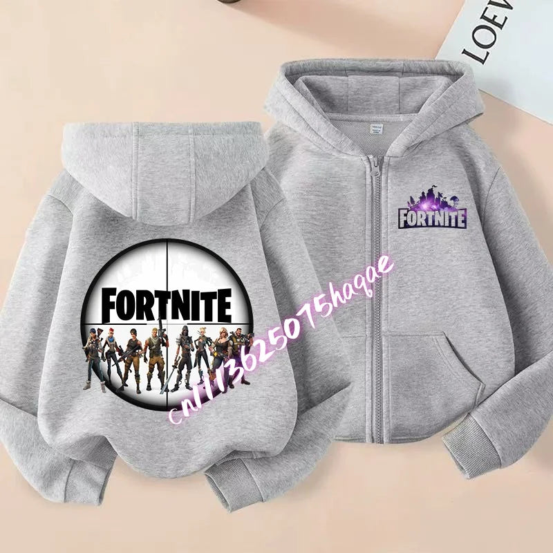 Nowa dziecięca bluza z kapturem Fortnites na zamek, kreskówkowa anime, casualowa i oddychająca kurtka dla chłopców, odzież dziecięca na wiosnę 2026