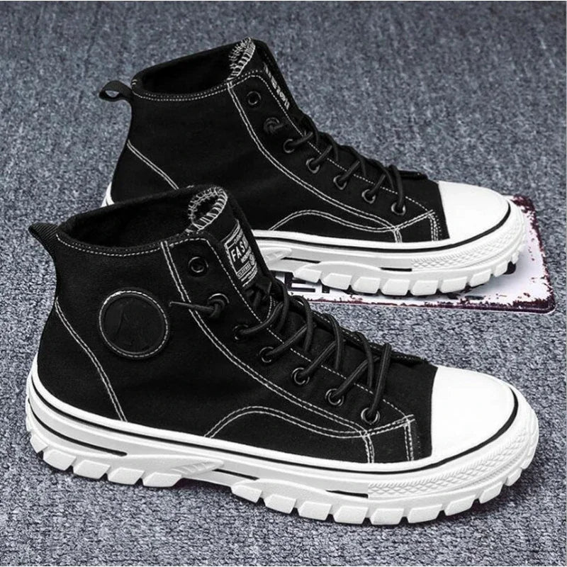 Pantofi din pânză pentru bărbați, pantofi sport casual înalți, respirabili, gri, pentru skateboarding, vulcanizați, adidași confortabili, nou