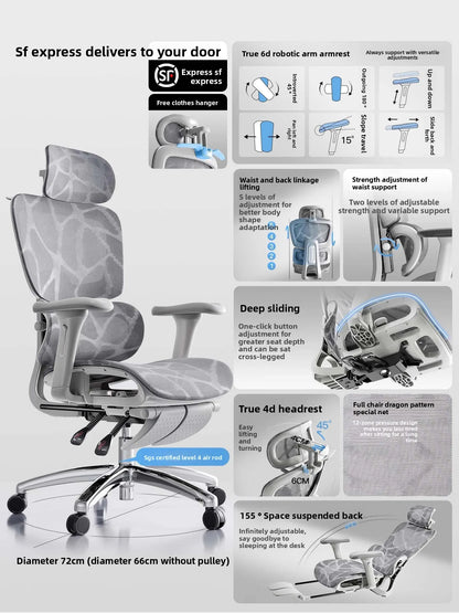 Ergonomic Office Chair Comfortable  Long Sitting Home Gaming Computer Recliner Nap Chair Adjustable Height Lumbar Support Swivel