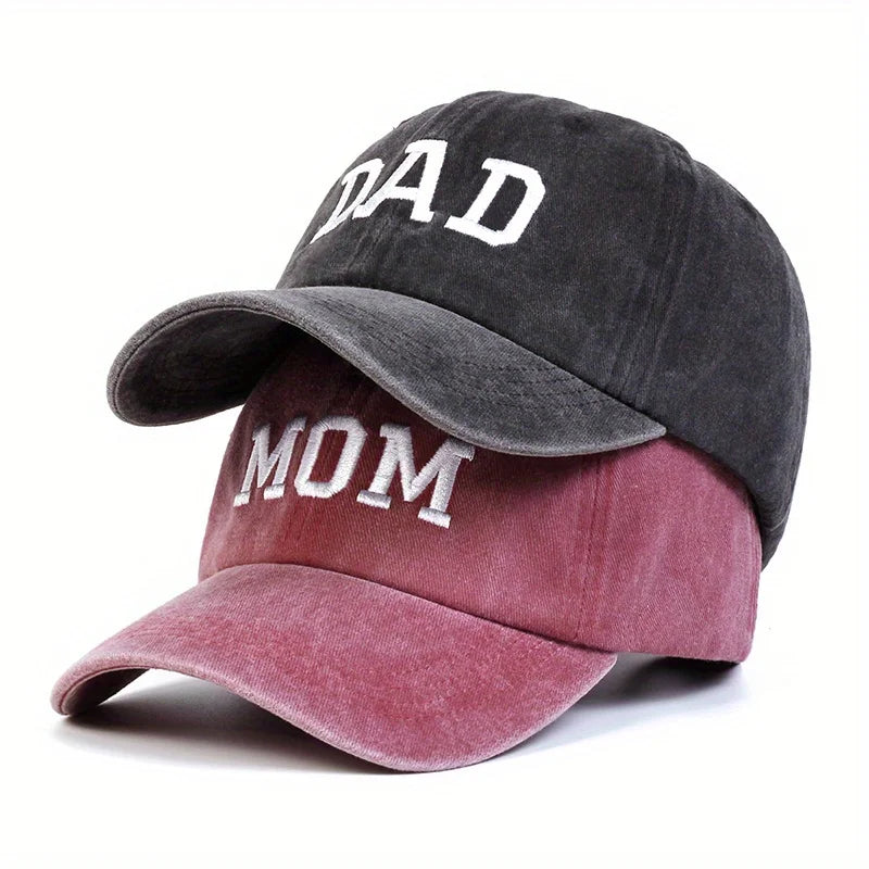 1pc  DAD MOM Letter Embroidery Wash Baseball Caps Spring and Autumn Outdoor Adjustable Casual Hats Sunscreen Hat