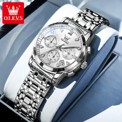 OLEVS 2858 Women Watch Luxury Brand Quartz Watch Waterproof Luminous Date Chronograph Women Bracelet Dress Diamond Watch Reloj