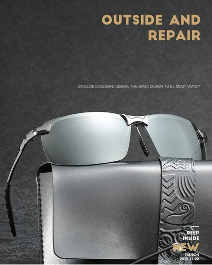 Men Photochromic Polarized Sunglasses Driving Fishing Chameleon Glasses Change Color Sun Glasses Day Night Vision Eyewear