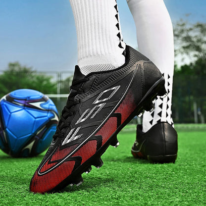 Chaussures de football pour jeunes, crampons pour terrain dur, fermeture à lacets, chaussures de football pour enfants, garçons et filles, chaussures d'entraînement pour activités de plein air.