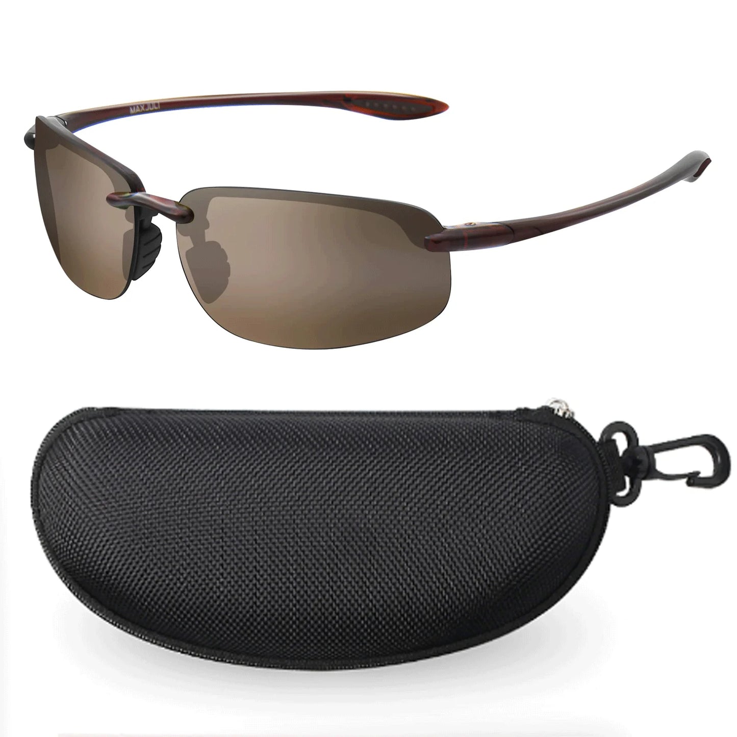MAXJULI Polarized Sports Sunglasses for Men Women TR90 Rimless Frame Protection for Running Fishing  Driving UV400 8001