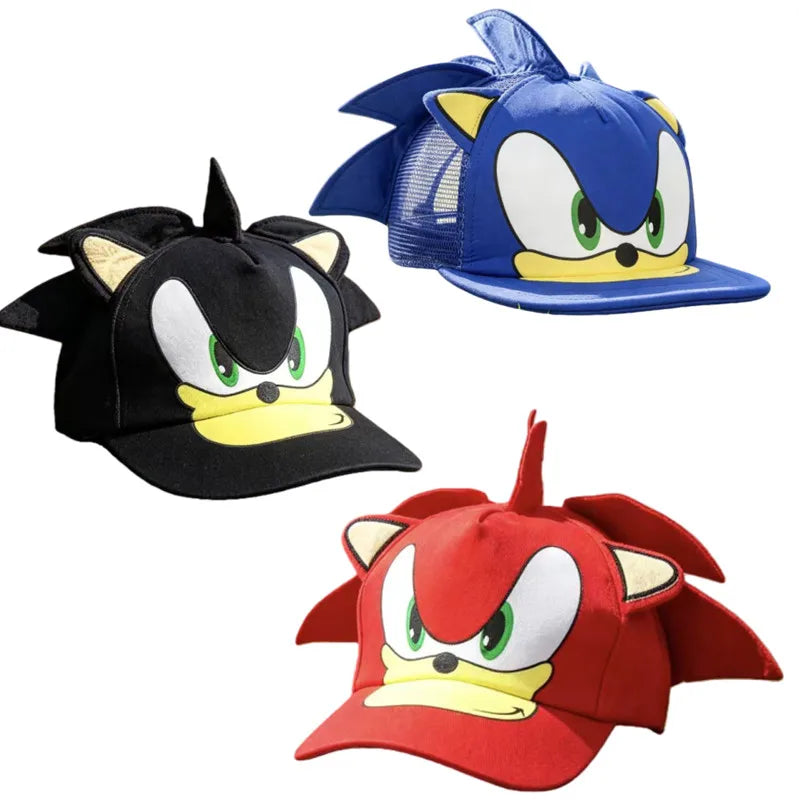 Kids Sonic Hat 3-8 Years 50-54cm Casual Duck Tongue Baseball Cap Adjustable Sun Hat for Boys Girls Outdoor Daily Wear Cosplay