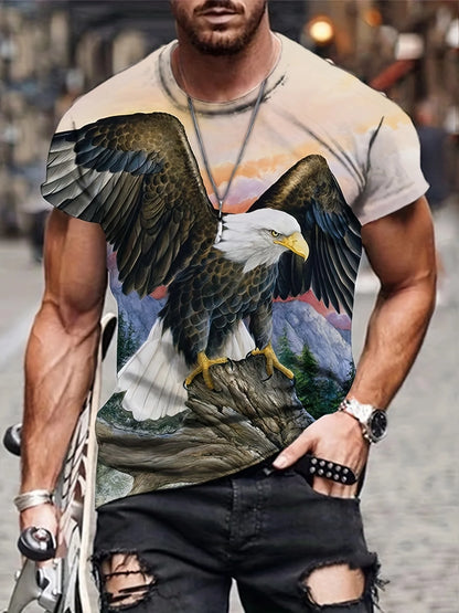 Fashion Eagle Grafik-T-Shirts Luxus-T-Shirt Sommer-T-Shirts für Herren Freizeit-Oberteile Kurzarm-T-Shirt 3D-Druck Herrenbekleidung