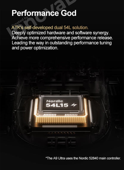 ATK Dragonfly A9 Ultimate vezeték nélküli gaming egér A9 Air PAW3950, ultrakönnyű ergonomikus e-sport gamer FPS egér CSGO-hoz A9 Ultra