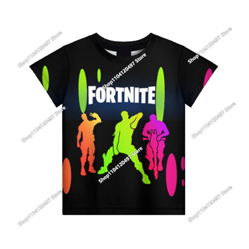 T-shirts Fortnite Anime para Menina, T-shirt Branca para Rapaz, T-shirts Cartoon para Bebé, Camisolas de Verão com Estampado Fofo, Tops de Disfarce