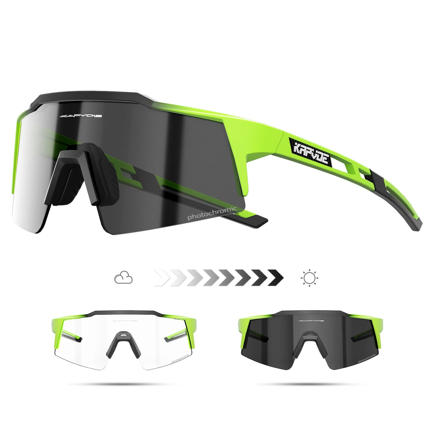Kapvoe Photochromic Cycling Sunglasses Men Glasses Fashion Mountain Bicycle Outdoor Road Riding Goggles Eyewear Sports MTB Bike