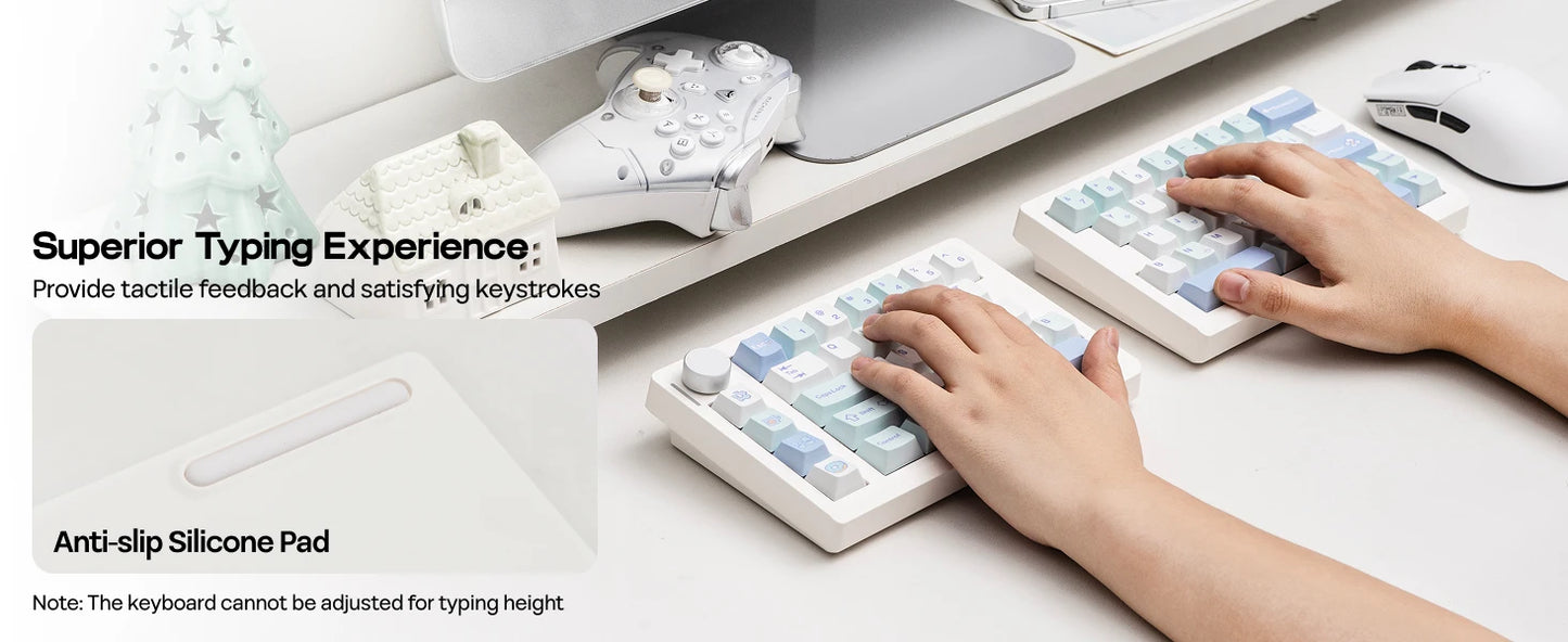 EPOMAKER Split70 QMK/VIA 70% Split Layout Hot-Swap Wired/BT/2.4Ghz Wireless Mechanical Gaming Keyboard with Programmable Knob