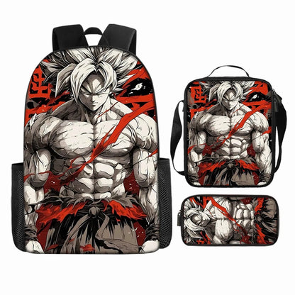 Dragon Ball 3Pcs/Set Backpacks Goku Vegeta Cartoon Print Lunch Bag Pencil Bags Student Casual School Bags Return To School Gift