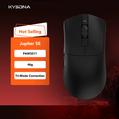 Геймърска мишка KYSONA Jupiter Series – жична/безжична мишка, 8Khz, сензор PAW3950, Bluetooth, 46g, презареждаема, уеб драйвер, за PC и лаптоп