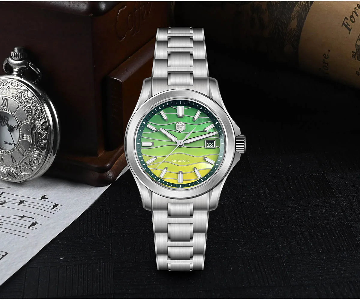 San Martin Official 39mm Guilloche MOP Dial Gada Watch Miyota 9015 Luxury Men's Automatic Mechanical Watches 10 ATM reloj SN0150