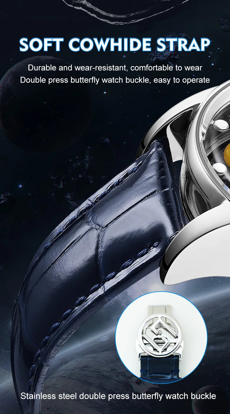 HANBORO Celestial Series 12 Constellation Men's Fully Automatic Mechanical Watch with Starry Sky Night Light Trend Watch