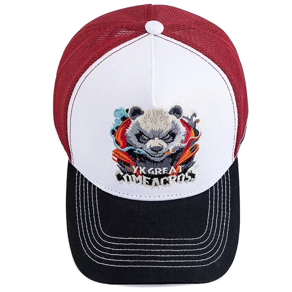 New Style Unisex Cool Panda Embroidered Baseball Cap Chic Trucker Hats For Men Women Breathable Streetwear Summer Outdoor Hat