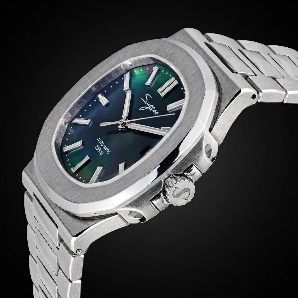 Sugess Men's Watch Automatic Mechanical Wristwatch Miyota 9015 Movement MOP Dial Luminous Waterproof 5bar Bracelet Luxury S466