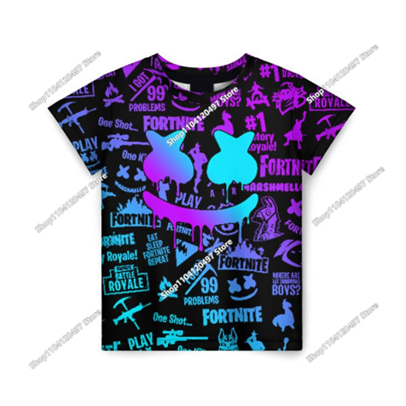Battle Royale 3D Fortnite T-shirt Tees Men and Women Boys Girls Victory Cartoon Tops Teen Clothes Kids Hero Game Tees Tops