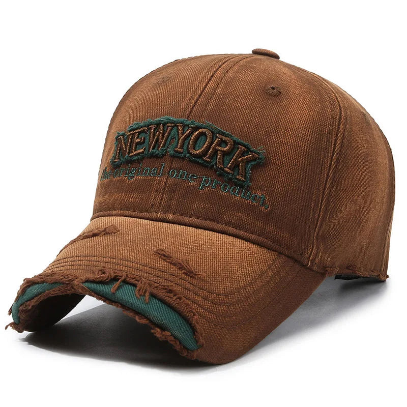 Vintage Old Hole Embroidery Letters Cowboy Baseball Cotton Soft Top Men's and Women's Spring and Summer Casual 56-60cm Sun Hat