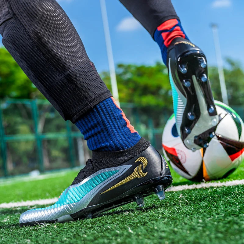 Chaussures de Football pour hommes, crampons de société, bottes professionnelles de terrain de Football en plein air, chaussures d'entraînement sur gazon, baskets à pointes longues