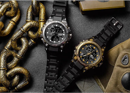 SANDA Top Luxury Watches Men Military Army Mens Watch Waterproof Sport Wristwatch Dual Display Watch Male Relogio Masculino